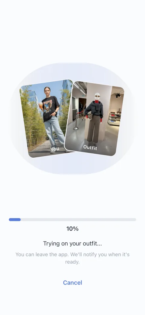 AI try-on in progress